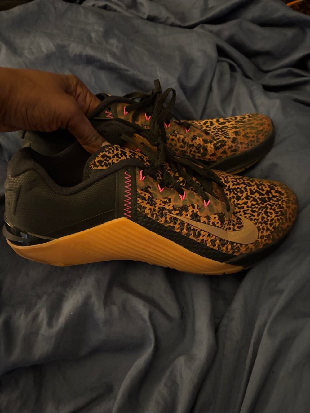 Nike Women's Leopard Training Shoes in Black, Gold and Pink Accents